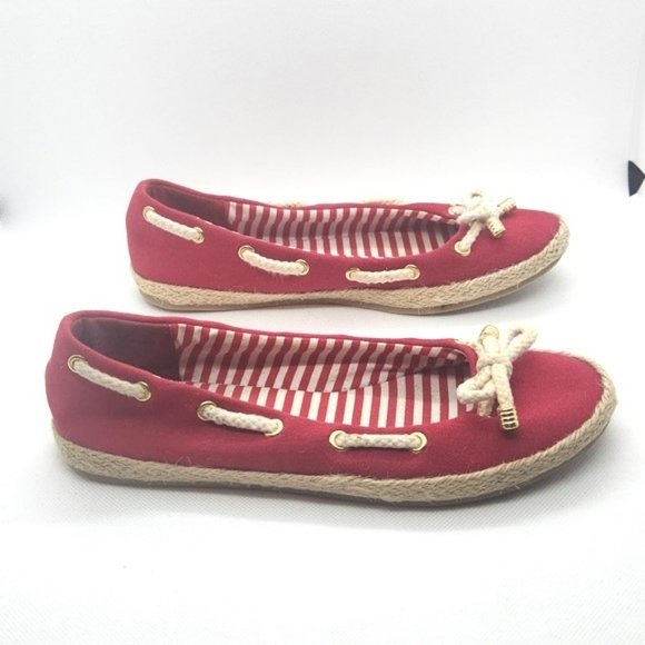 Chaps Red "Celia" Espadrilles Slip-On Shoes - Size 6B - Picture 5 of 10